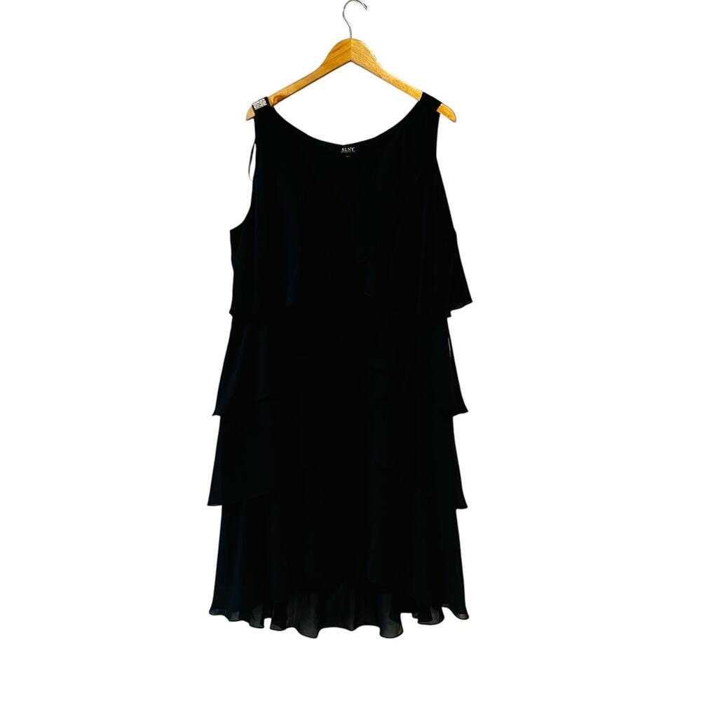 SLNY Layered Sleeveless Midi Dress Size 22W NWT Black